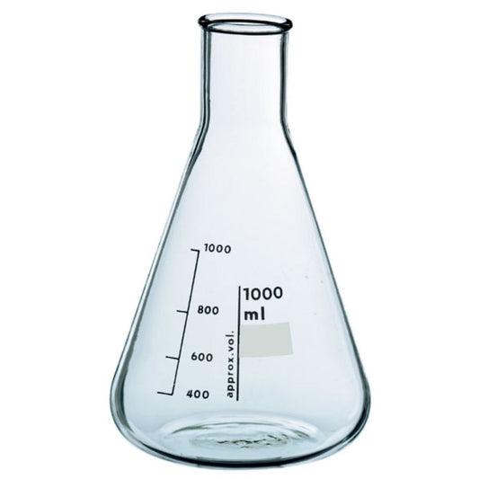 1000 mL (1L) Borosilicate Glass Erlenmeyer Flask Science & Laboratory Pasteur Pharmacy