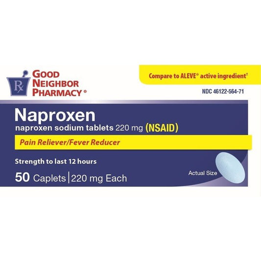 GNP Naproxen Sodium 220 mg Tablets (or Caplets), 50 Count Medicine & Drugs Pasteur Pharmacy