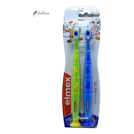 Elmex Green & Blue Flexible 3-6 Years Old Kid's Toothbrush Duo Pack Kid's Toothbrush Pasteur Pharmacy