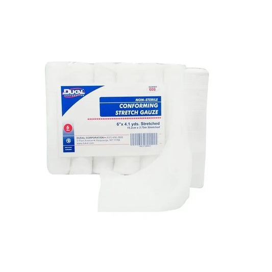 Non-Sterile Conforming Stretch Gauze Bandage Roll, 6-inch (6 Rolls) Medical Tape & Bandages Pasteur Pharmacy
