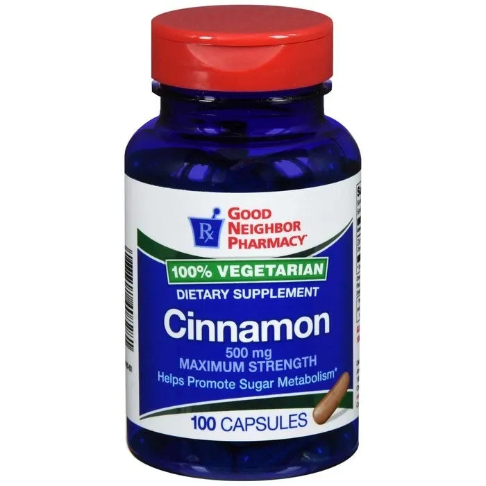 GNP Maximum Strength Cinnamon 500mg Capsules, 100 Count Vitamins & Supplements Pasteur Pharmacy