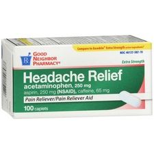 GNP Headache Relief XS Extra Strength Pain Reliever 100 Caplets Medicine & Drugs Pasteur Pharmacy