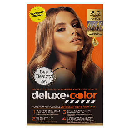 Kit de coloration Bee Beauty Deluxe - Coloration nourrissante longue durée - 8.0 Blond cendré clair