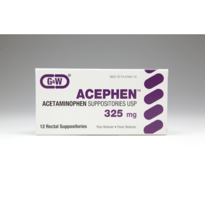 Acephen 325 mg Acetaminophen Suppositories - Fever Reducer & Pain Reliever Medicine & Drugs Pasteur Pharmacy