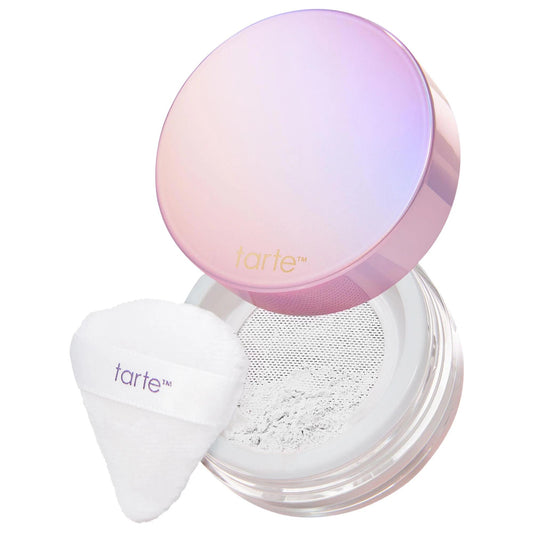 Poudre fixatrice illuminatrice sans plis Tarte - Argile amazonienne, poudre libre longue tenue et résistante à la transpiration pour un contour des yeux impeccable