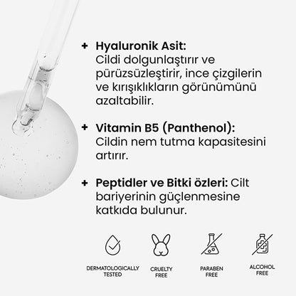 Sérum à l'acide hyaluronique et vitamine B5 Routine+ - Hydratation intense 24 heures, soin végan et sans cruauté envers les animaux