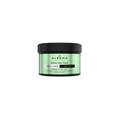 Mascarilla capilar Alerma Detox - 8.12 fl oz, vegana, sin sulfatos ni parabenos para cabello graso