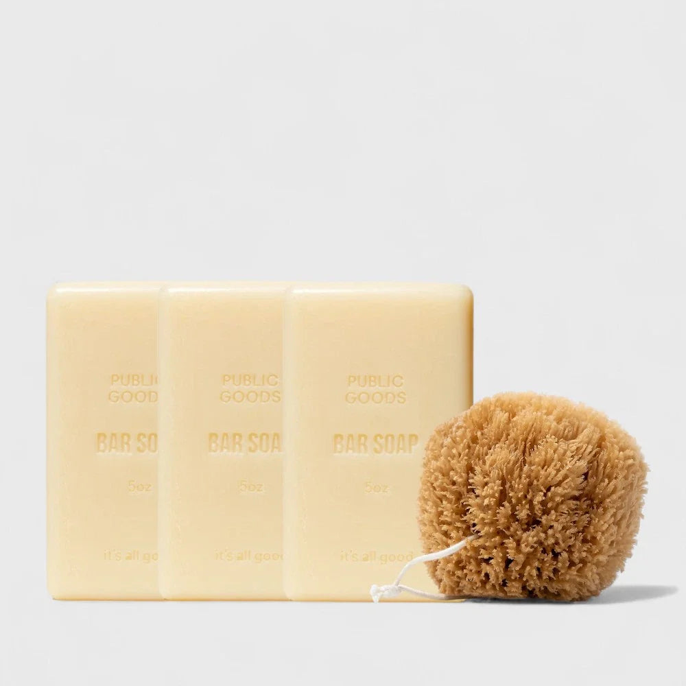 Bar Soap (3 pack) Public Goods 3ct & Natural Sea Sponge