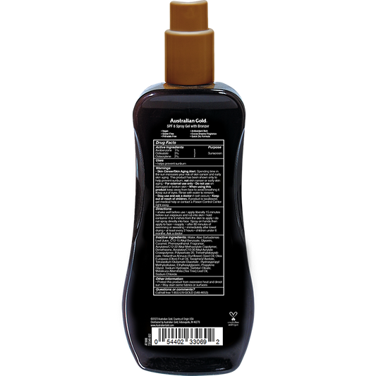 Australian Gold SPF 8 Spray Gel Bronzer 8 fl oz Skin Care Pasteur Pharmacy