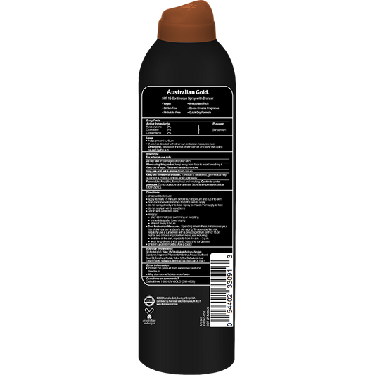Australian Gold SPF 15 Continuous Spray Bronzer 6 Oz Skin Care Pasteur Pharmacy