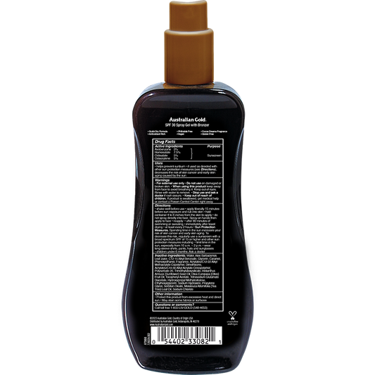 Australian Gold SPF 30 Spray Gel Bronzer 8 fl oz Skin Care Pasteur Pharmacy