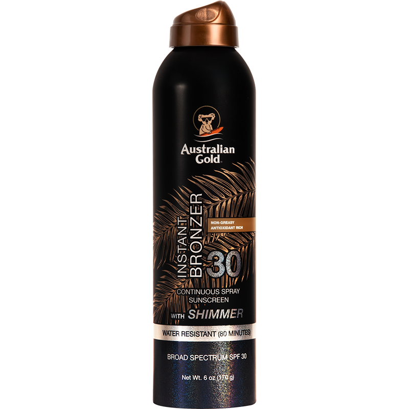 Australian Gold SPF 30 Continuous Spray Bronzer Shimmer 6 oz Skin Care Pasteur Pharmacy