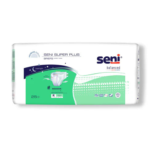 Seni Super Plus Adult Briefs with Tabs, Regular Size, Heavy Absorbency (Case of 75) Incontinence Aids Pasteur Pharmacy