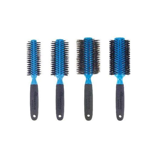 Azzurro Wood Barrel Round Boar Bristle Hair Brush Hair Brush Pasteur Pharmacy Set of all four sizes