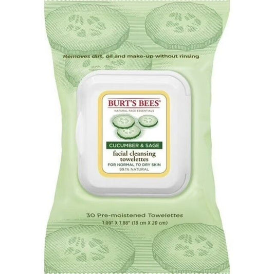 Burt's Bees Cucumber & Sage Facial Cleansing Towelettes 30 Count