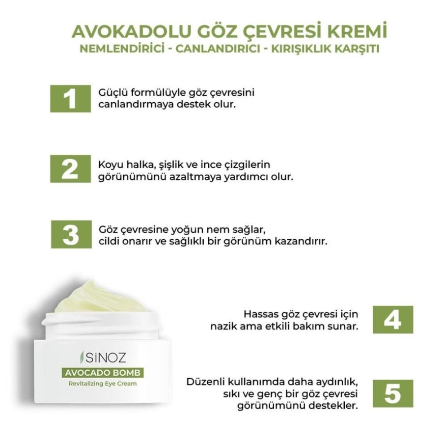 Crema revitalizante para el contorno de ojos Sinoz Avocado Bomb para líneas de expresión 15ml