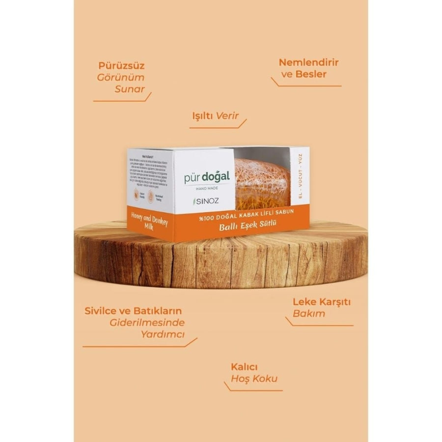 Savon au miel et au lait d'ânesse Sinoz avec luffa naturel 100 g