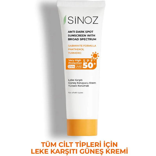 Crème solaire SPF50+ anti-taches Sinoz pour peaux sèches 50 ml