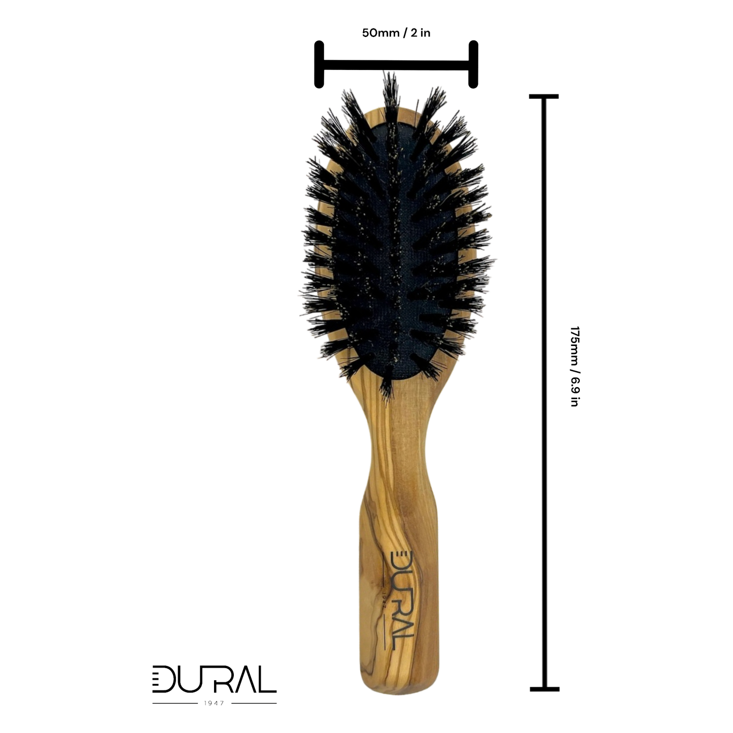 Dural Olive Wood rubber cushion hair brush with boar bristles Hair Brush Pasteur Pharmacy