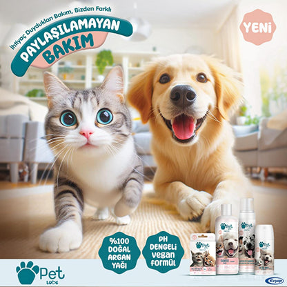 Huile de soin naturelle à l'huile d'argan Pet Love pour chiens et chats - Nourrit le pelage et la peau, toilettage facile, 5 x 1 ml