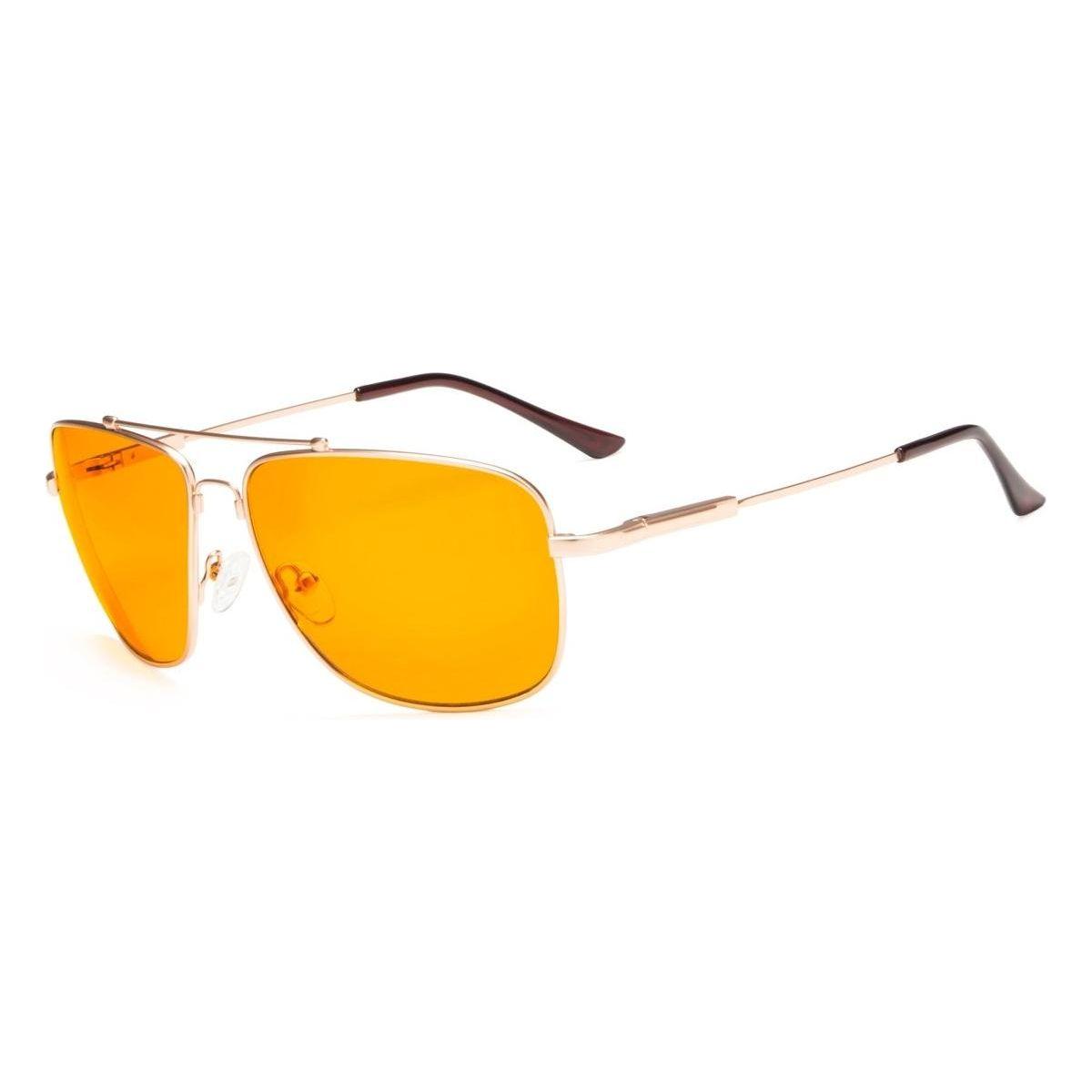 Pilot Blue Light Blocking Eyeglasses DS1801 Eyeglasses Pasteur Pharmacy Gold without magnification