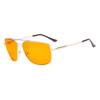 Pilot Blue Light Blocking Eyeglasses DS1801 Eyeglasses Pasteur Pharmacy Gold without magnification