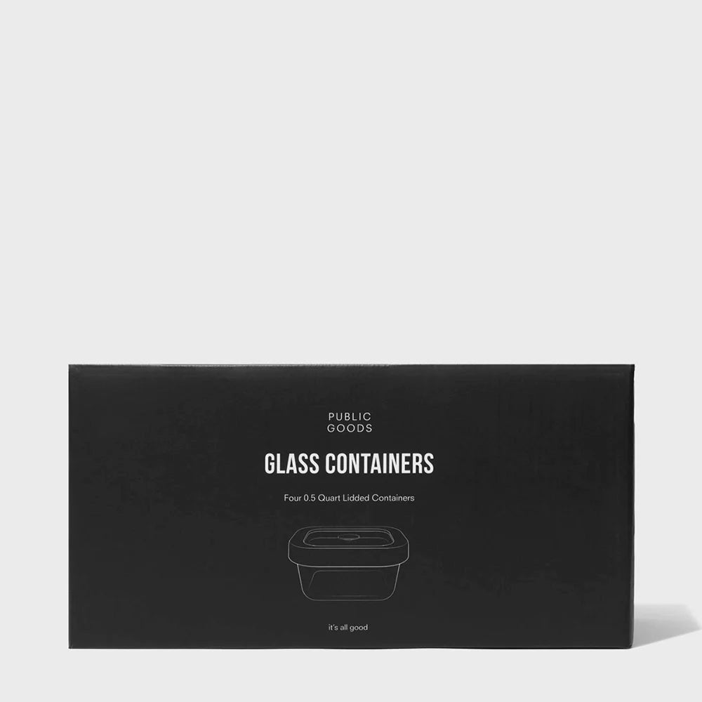 Square Glass Food Storage Containers (Set of 4) Household Public Goods