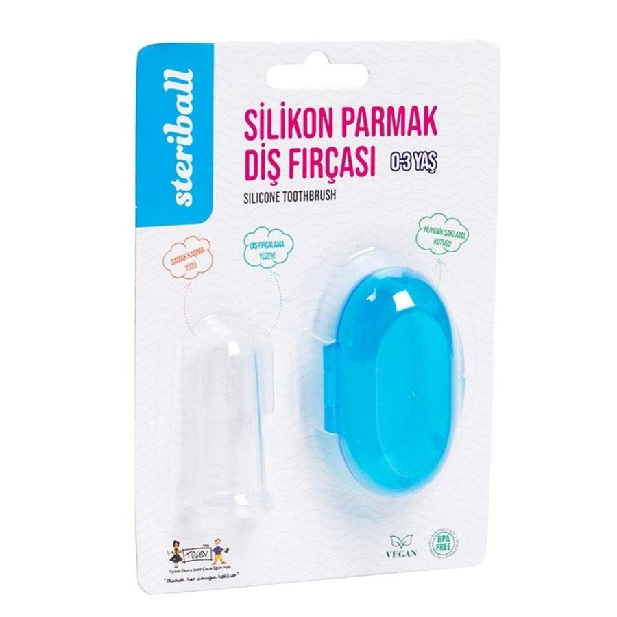 Steriball Silicone Finger Toothbrush with Case Blue 1 Count