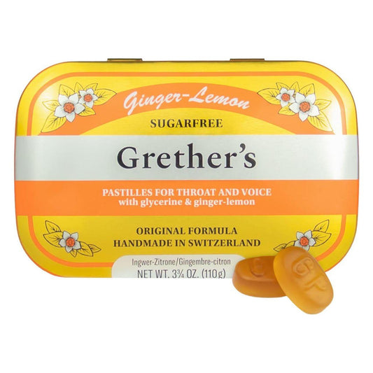 Grethers Pastilles Ginger Lemon Sugarfree 3.75 oz Vitamin Supplement Pasteur Pharmacy
