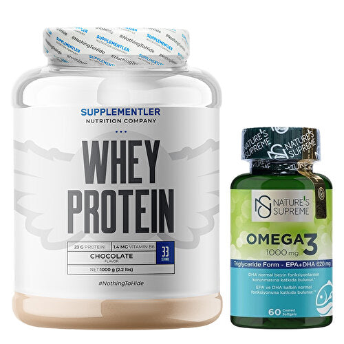 Supplementler.com Whey Protein 1000 Gr + Nature's Supreme Omega 3 1000 Mg 60 Capsules Combination