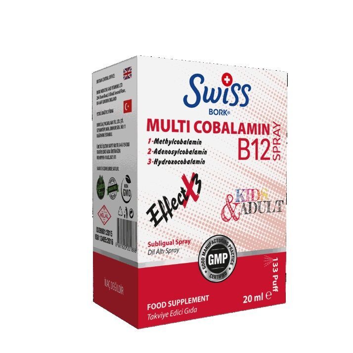Spray Multicobalamine B12 Swiss Bork pour enfants et adultes 20 ml