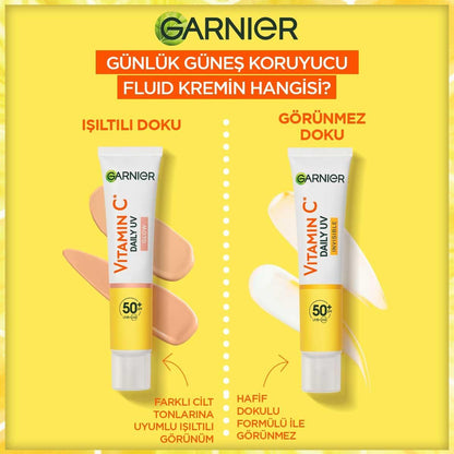 Crema facial protectora solar diaria Garnier FPS 50+ - Enriquecida con vitamina C, vegana, probada dermatológicamente - 1.35 fl oz (40 ml)