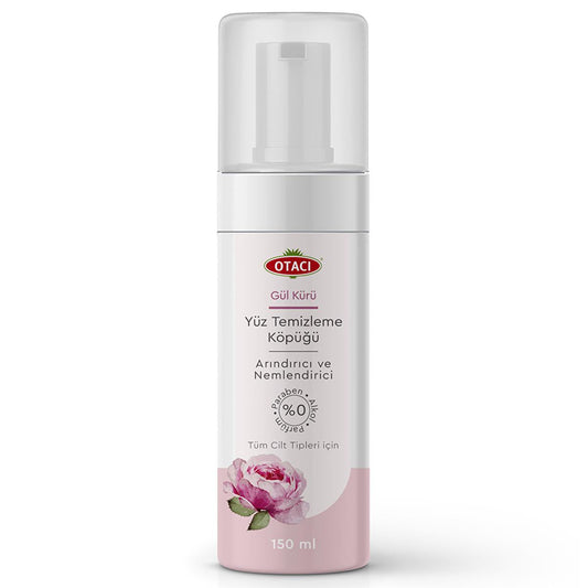 Otacı Cure à la rose : Mousse nettoyante visage à l'extrait naturel de rose - Nettoyant visage doux et vegan pour peaux sensibles, sans paraben ni sulfate, à l'aloe vera hydratant