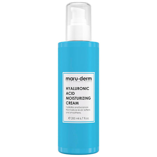 Crema hidratante de ácido hialurónico Maruderm: hidratación intensa, antiedad, loción para rostro y cuerpo, sin parabenos ni fragancias para piel sensible y seca (200 ml)