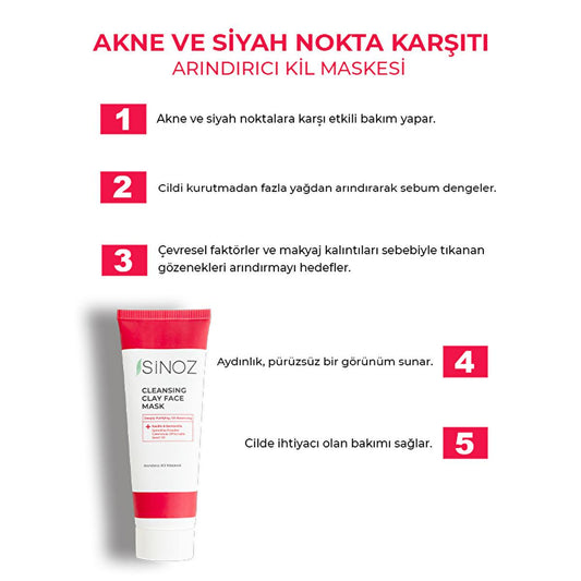 Sinoz Acne & Blackhead Purifying Facial Mask: Deep Pore Cleansing, Oil Control, and Natural Extracts for Clearer Skin