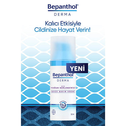 Crème de nuit hydratante intense Bepanthol Derma – Répare et apaise les peaux sèches pendant la nuit avec des huiles naturelles pour soulager la sécheresse du visage