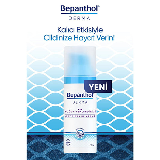 Bepanthol Derma Crema Facial de Noche Hidratante Intensa - Repara y calma la piel seca durante la noche con aceites naturales para aliviar la sequedad facial