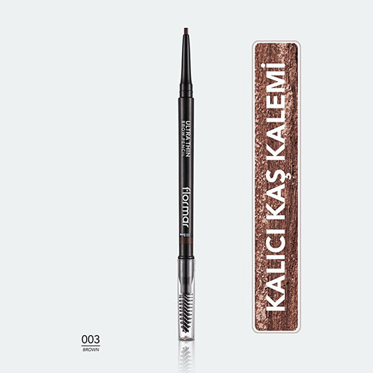 Flormar Ultra Thin Eyebrow Pencil - Waterproof, Long-Lasting, Precision Tip & Brow Brush - Eyebrow Makeup for Natural Look