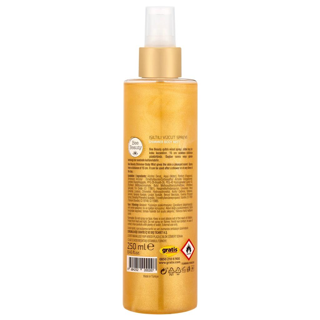 Spray corporal Bee Beauty Gold Shimmer para una luminosidad radiante 250 ml