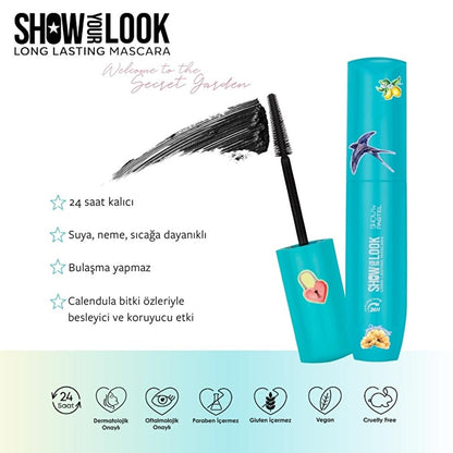 Show by Pastel 24H Long Lasting Volume Mascara - Resistente al agua, libre de crueldad animal y vegana - Secret Garden