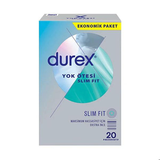 Preservativos Durex Slim Fit: Sensibilidad mejorada y protección fiable - Preservativos de látex de ajuste ceñido y extra lubricados para una práctica sexual segura y prevención de ITS (paquete de 20 unidades)