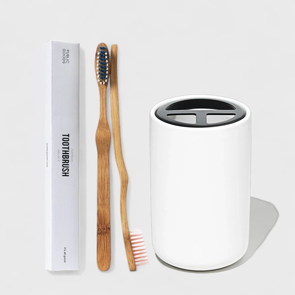 Toothbrush Set & Stoneware Toothbrush Holder Product Set Public Goods
