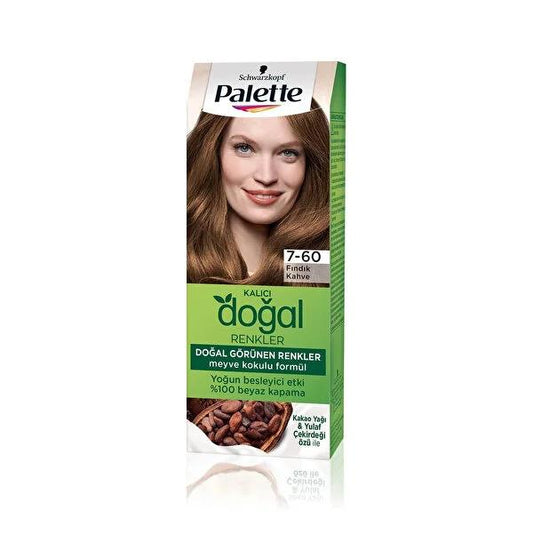 Palette Natural Colors Hair Dye - Hazelnut Brown (7-60) - Nourishing Argan Oil Formula for Natural-Looking Hair Color