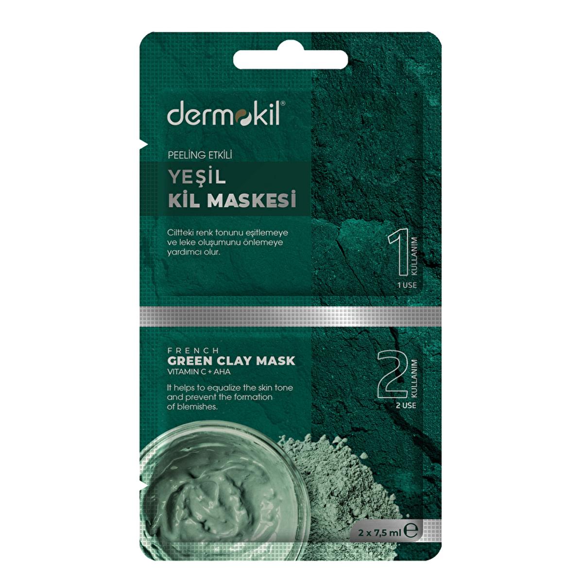 Mascarilla de arcilla verde Dermokil - Efecto peeling para una piel hermosa | 2 x 7,5 ml
