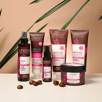 Sérum capillaire anti-casse Urban Care à l'huile d'argan et à la kératine : répare, nourrit et renforce les cheveux secs et abîmés - Soin sans rinçage sans paraben