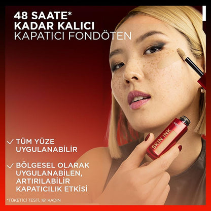 L'Oréal Paris Skin Ink : Fond de teint liquide haute couvrance longue tenue 48h - Formule légère, respirante et sans transfert