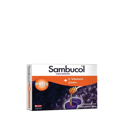 Suplemento alimenticio de saúco negro Sambucol Plus con vitamina C y zinc - Refuerza el sistema inmunológico - 20 tabletas