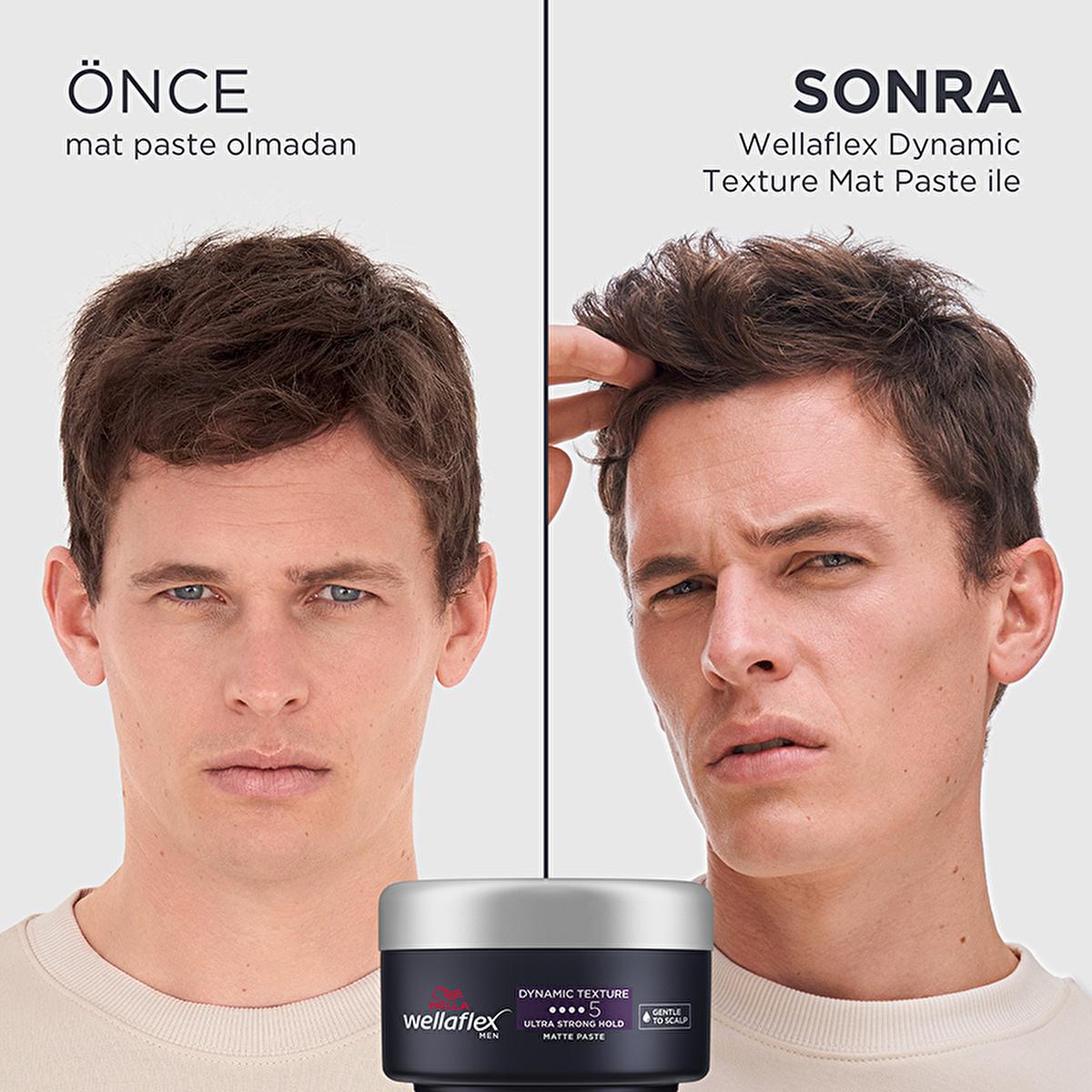 Pasta mate para peinar Wella Wellaflex Men Dynamic Texture - Cera para el cabello de fijación ultra fuerte | 75 ml