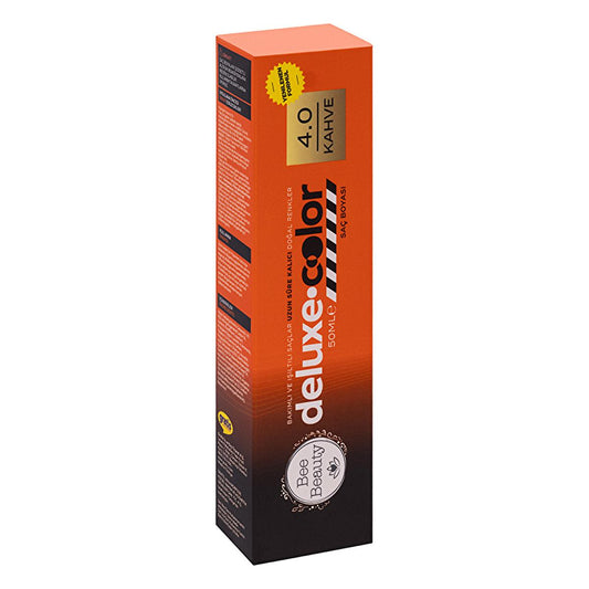 Coloration permanente pour cheveux Bee Beauty, châtain café 4.0 - Tube de 50 ml, avec ammoniaque et phénylènediamines