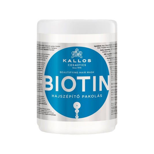 Masque de soin capillaire embellisseur à la biotine Kallos Cosmetics - Nourrissant, protecteur, 1000 ml